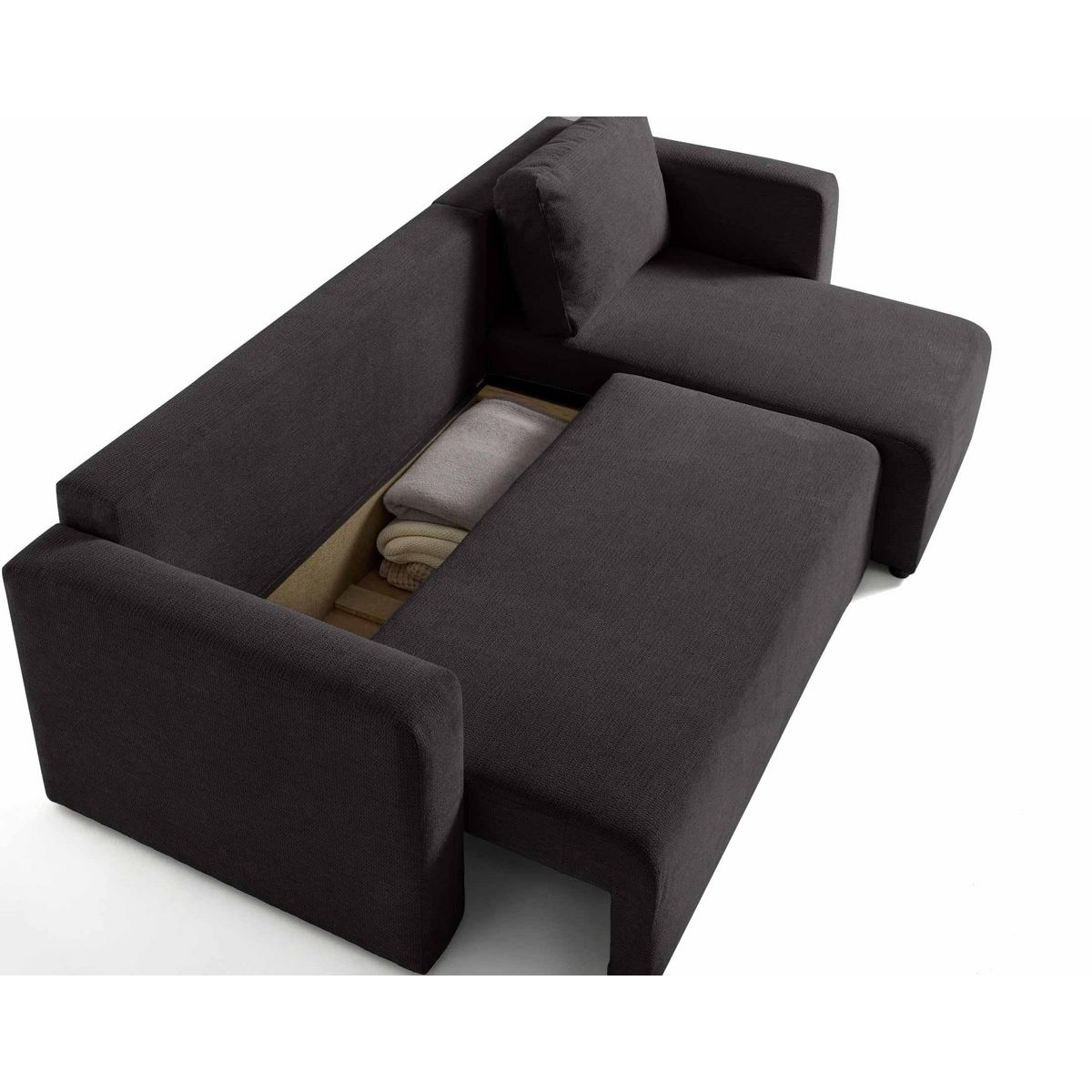 BEST MOBILIER Canopy - canapé d'angle réversible - 4 places - convertible avec coffre - en tissu texturé