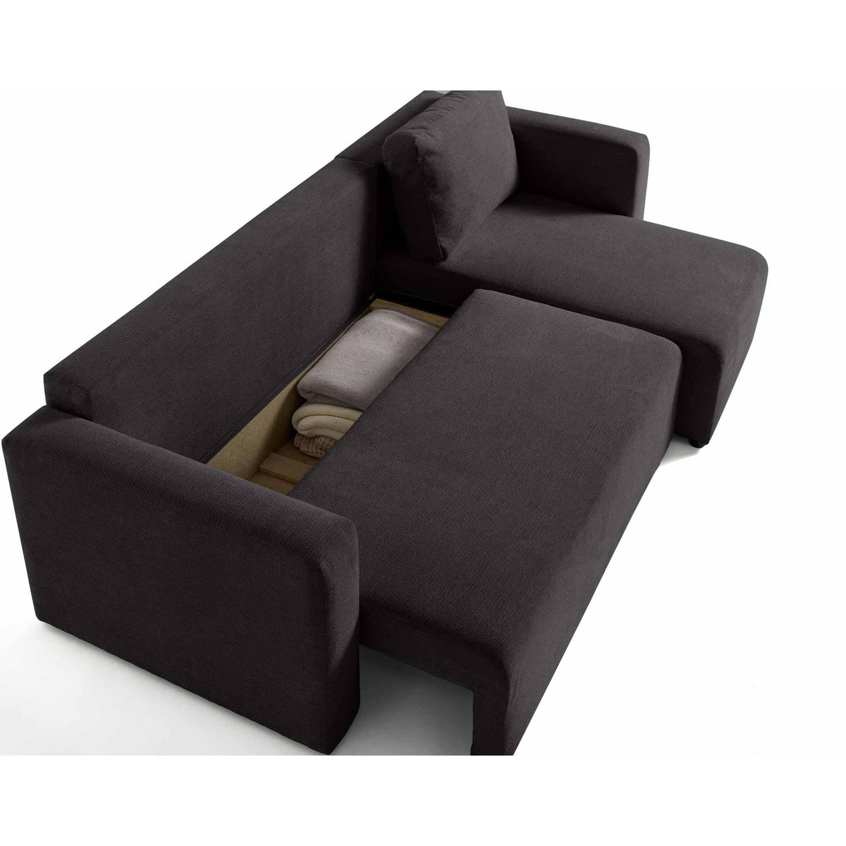 BEST MOBILIER Canopy - canapé d'angle réversible - 4 places - convertible avec coffre - en tissu texturé