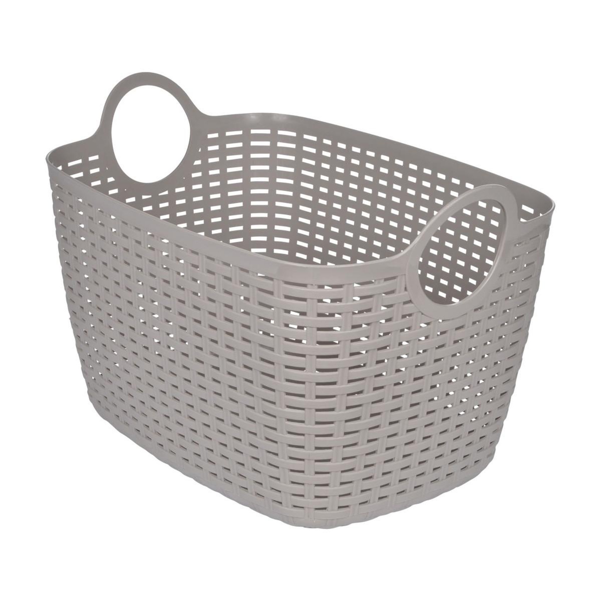 HOMEA Panier à Linge Arrondi  Tressé  30L Taupe