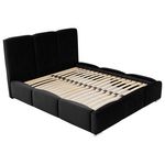 BEST MOBILIER Noa - lit coffre - 160x200 cm - en velours - sommier inclus. Coloris disponibles : Orange, Vert, Marron, Beige, Gris, Noir