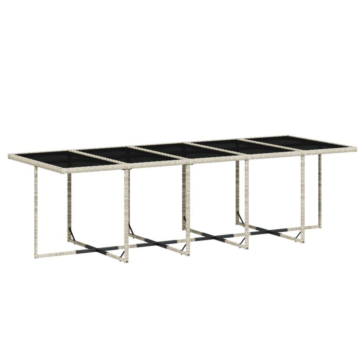 VIDAXL Ensemble a manger de jardin et coussins 15 pcs gris clair rotin