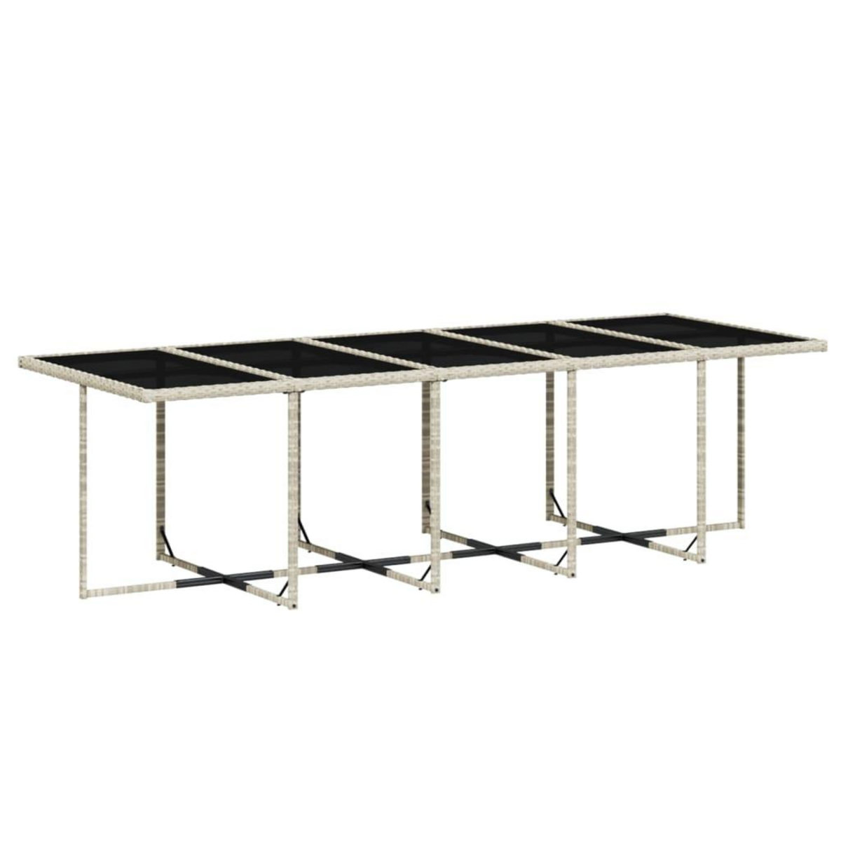 VIDAXL Ensemble a manger de jardin et coussins 15 pcs gris clair rotin