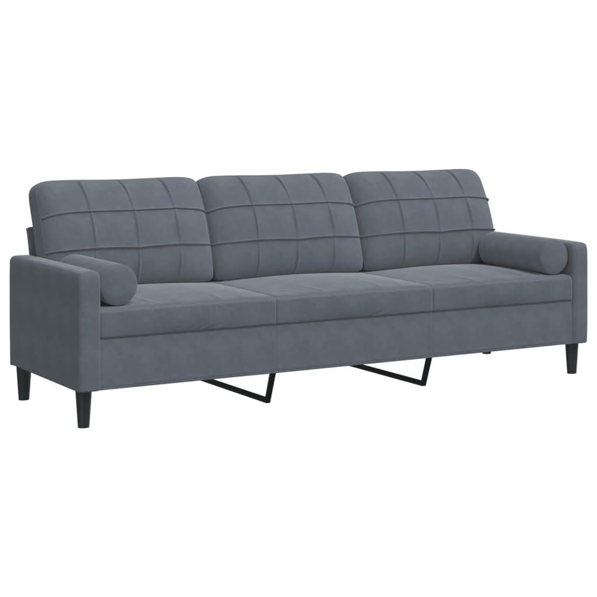 Voir la diapositive 2 : VIDAXL Canape 3 places avec oreillers gris fonce 210 cm velours
