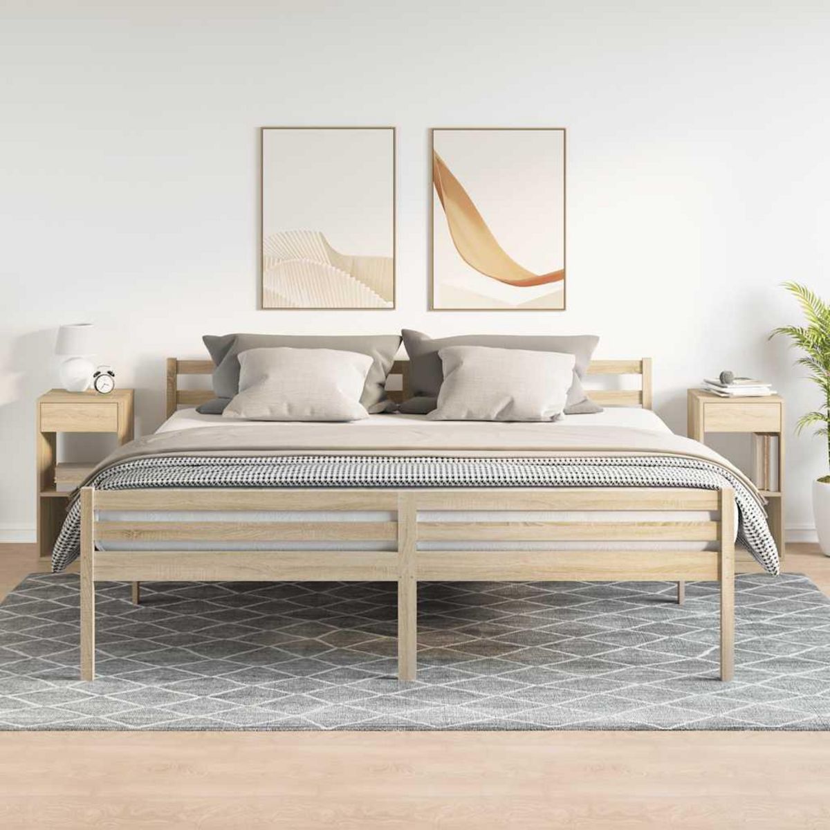 VIDAXL Tables de chevet avec tiroir 2 pcs chene sonoma 35x34x66,5 cm