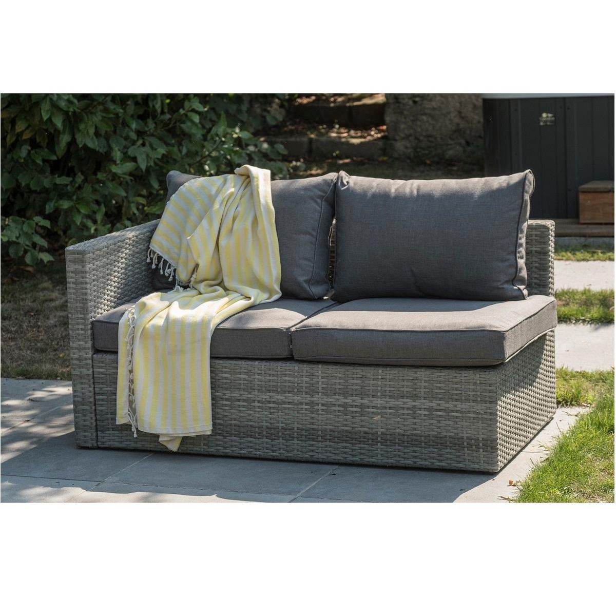 DCB GARDEN Salon bas de jardin - 5 places - résine tressée - gris - BONHEUR