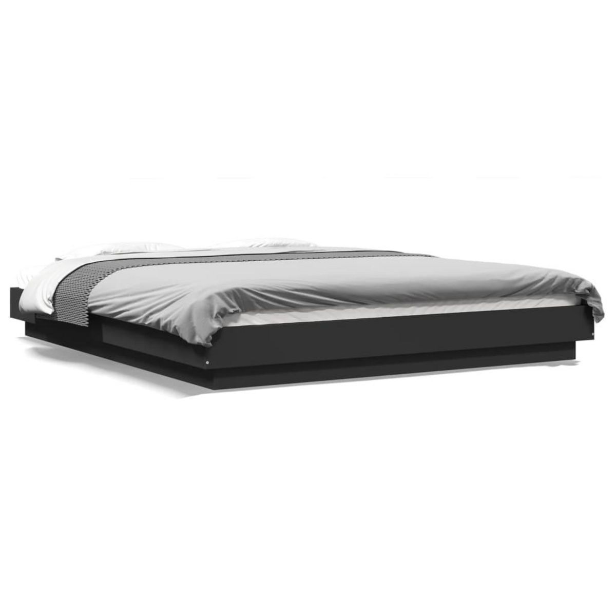 VIDAXL Cadre de lit avec lumieres LED sans matelas noir 150x200 cm