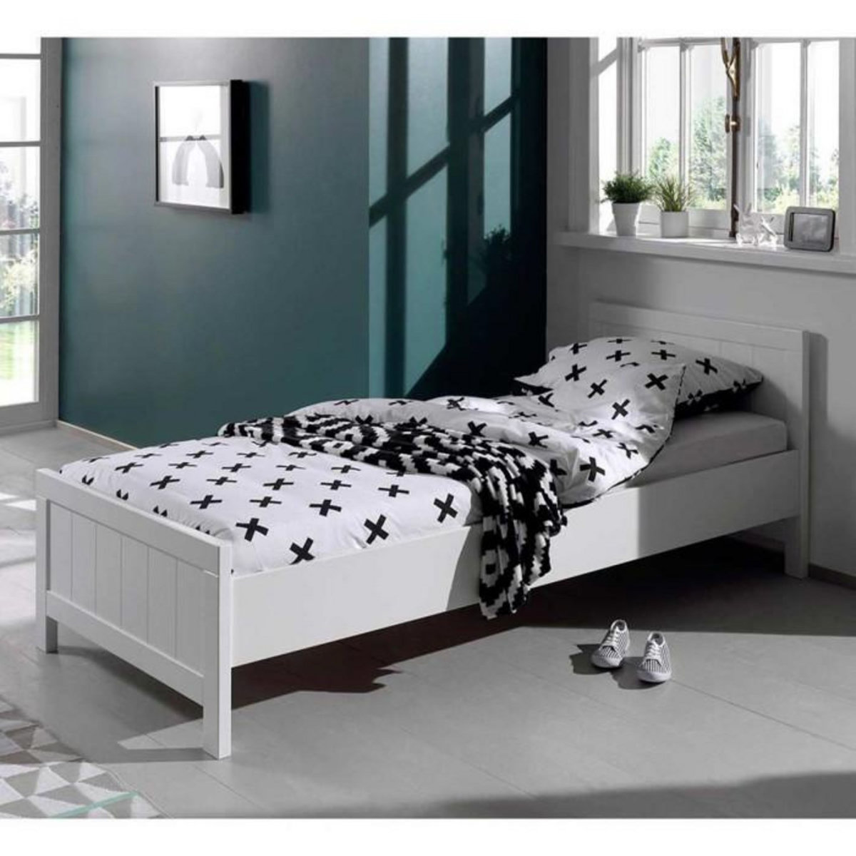 Paris Prix Pack - Lit Enfant & Sommier  Erik  90x200cm Blanc