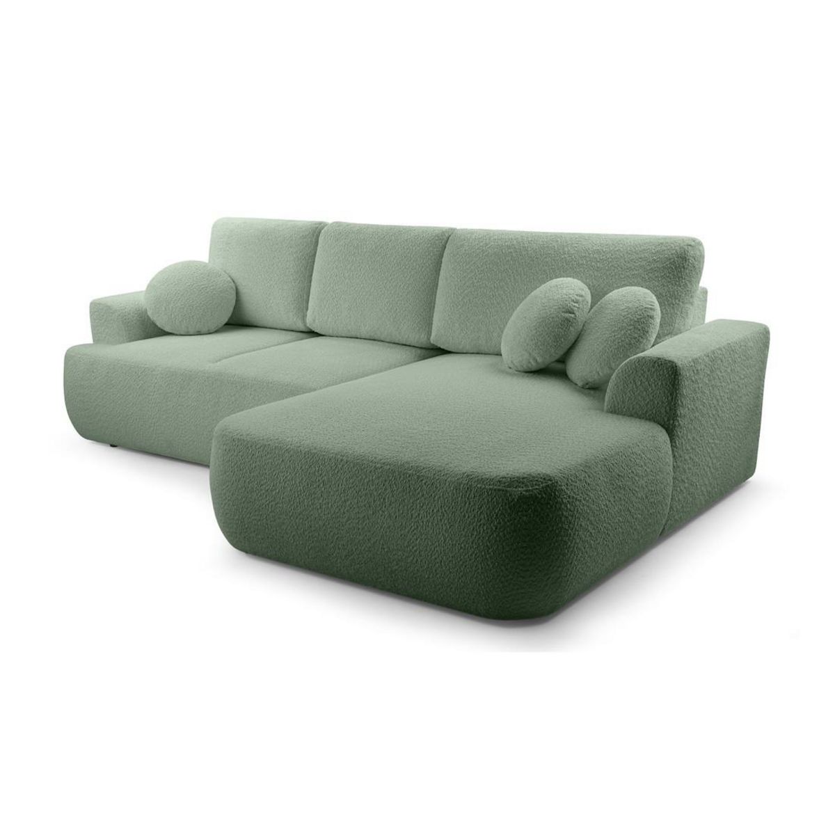 BEST MOBILIER Candela - canapé d'angle droit 4 places - convertible avec coffre - en tissu bouclette