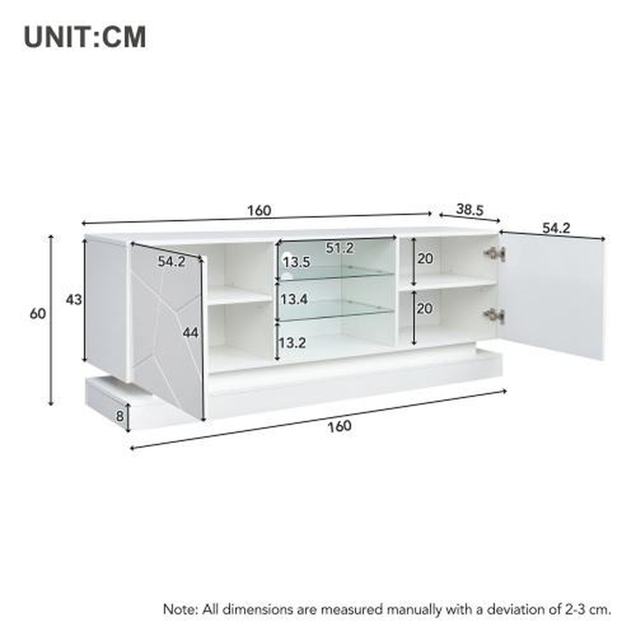 Voir la diapositive 3 : MERAX Meuble tv blanc 160 cm panneau de particules