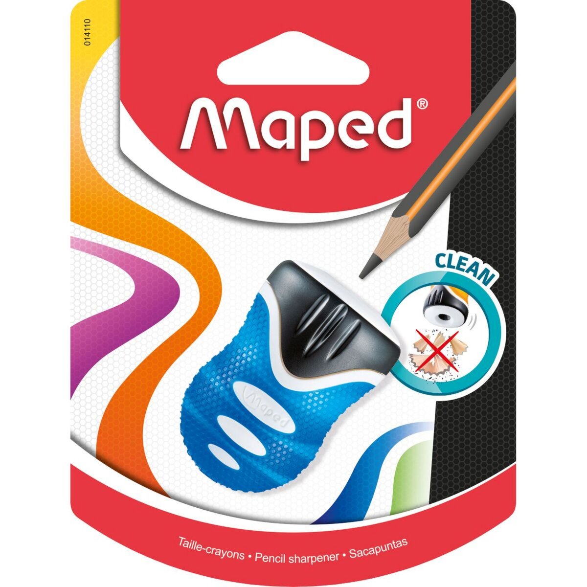 MAPED Taille-crayon 1 trou avec réservoir Clean Grip bleu