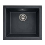 STRADOUR Evier en résine 1 cuve - Noir pailleté - A encastrer ou sous plan - STRADOUR