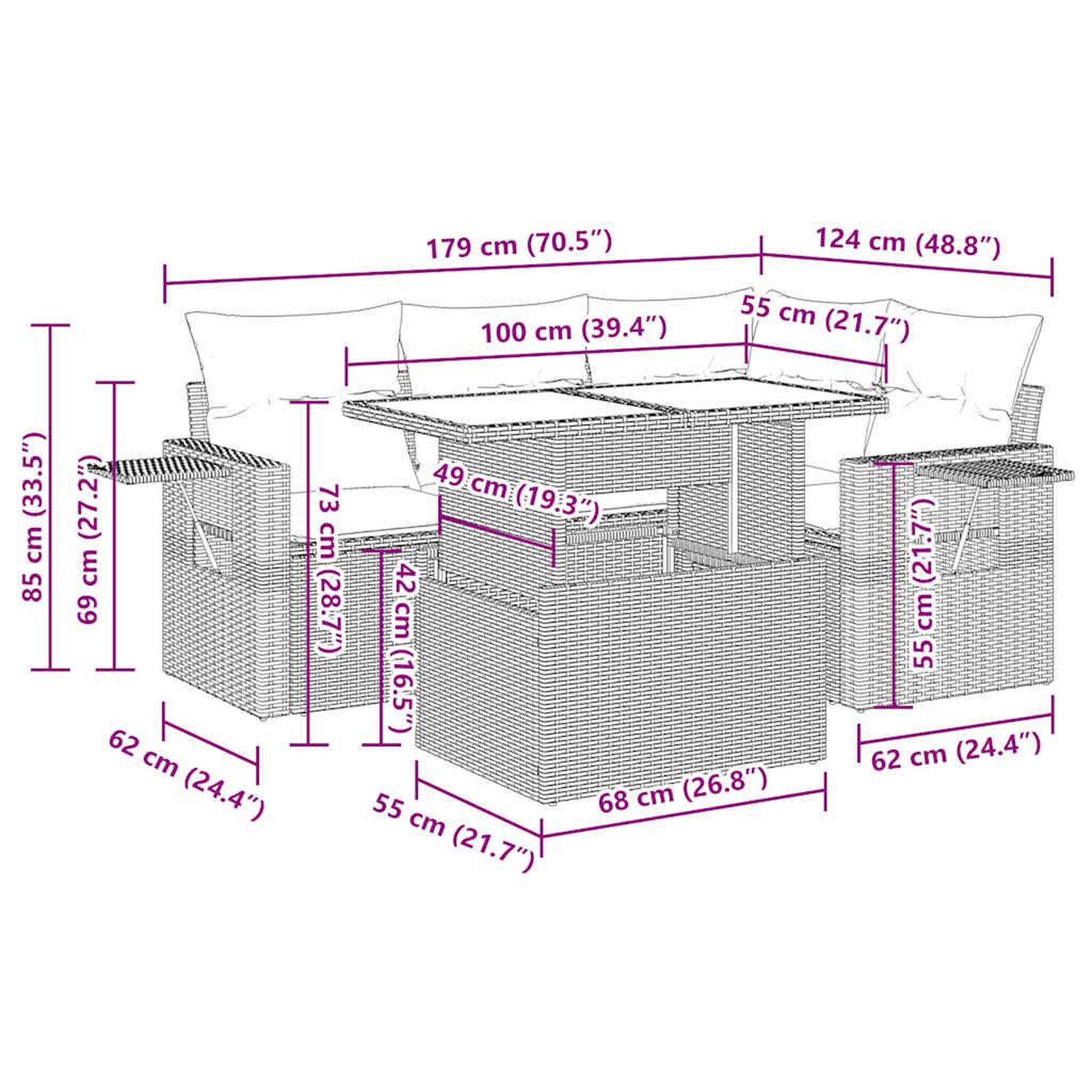 Voir la diapositive 6 : VIDAXL Salon de jardin 5 pcs avec coussins gris resine tressee