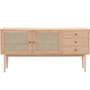 Voir la diapositive 1 : HOMIFAB Buffet 2 portes 3 tiroirs en bois et cannage naturel 170 cm - Eden
