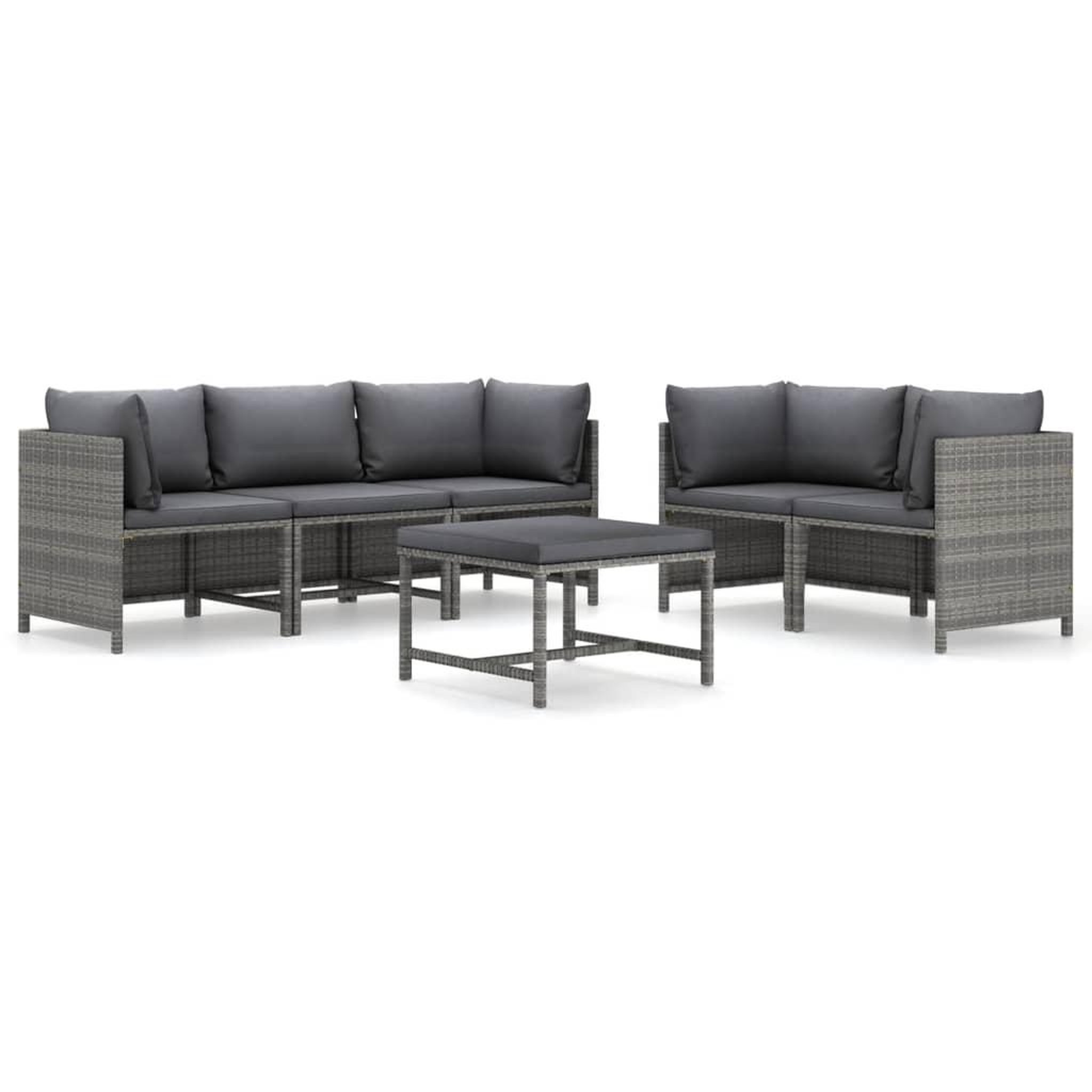 VIDAXL Salon de jardin 6 pcs avec coussins resine tressee gris