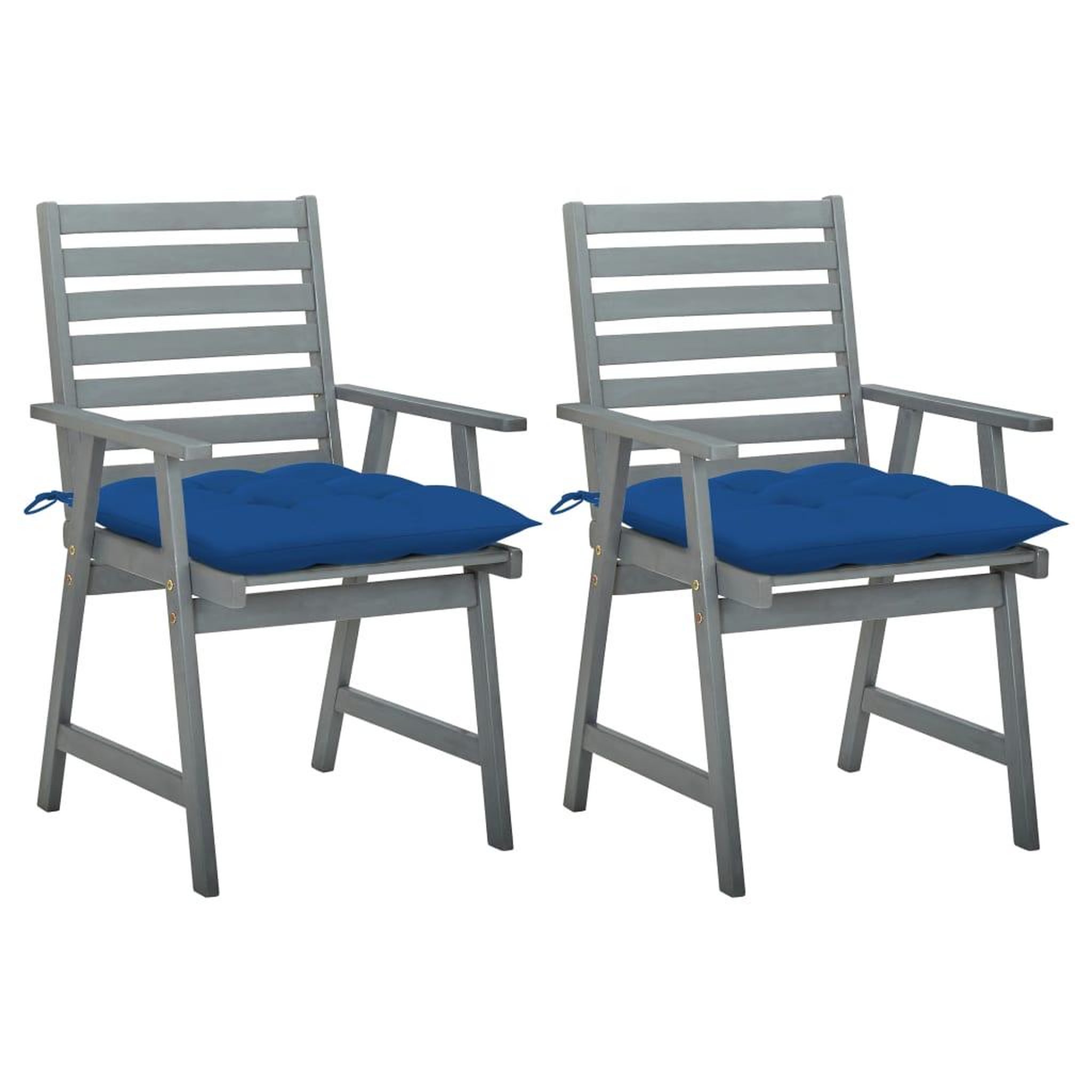 Voir la diapositive 1 : VIDAXL Chaises a manger d'exterieur lot de 2 et coussins Acacia massif