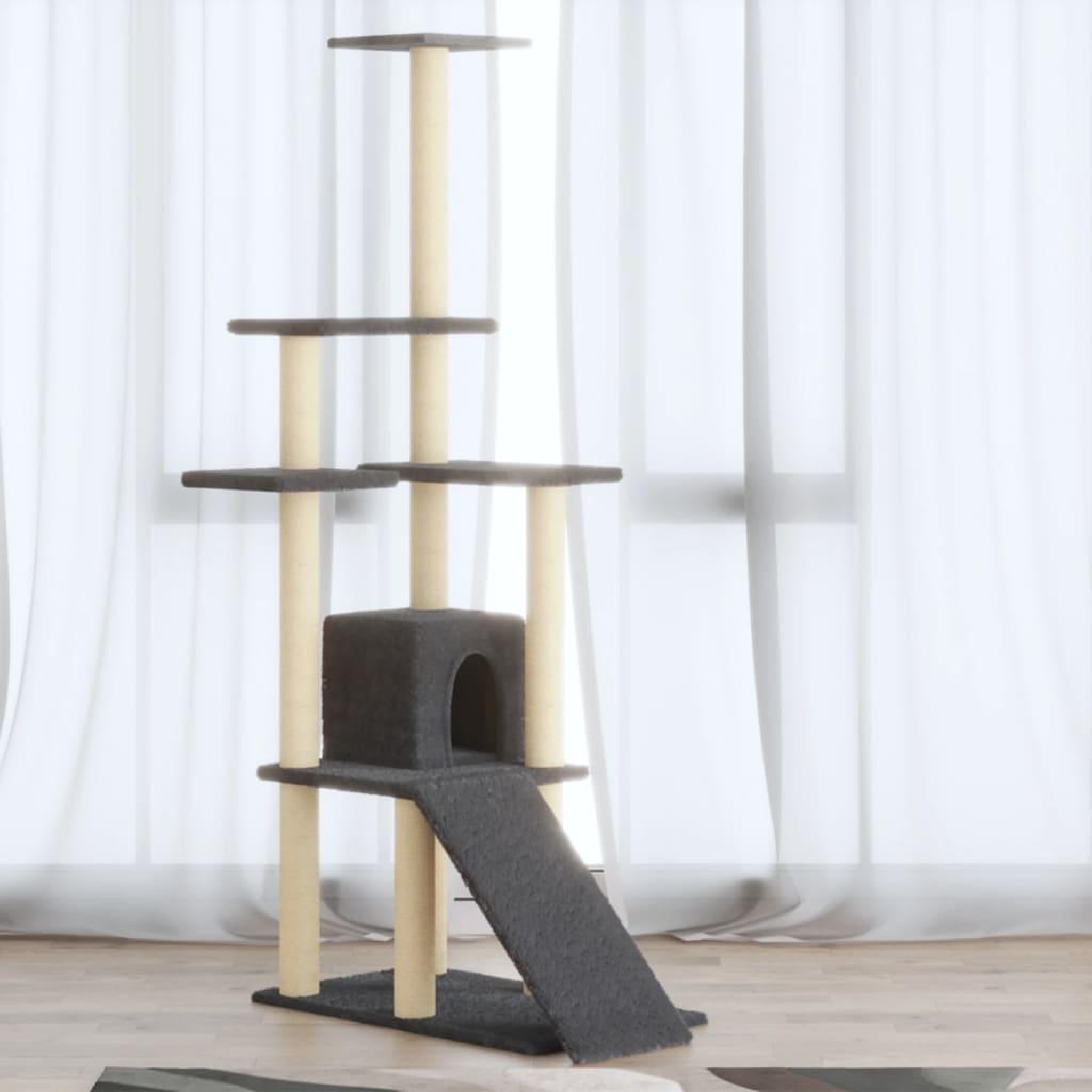 VIDAXL Arbre a chat avec griffoirs en sisal Gris fonce 155 cm