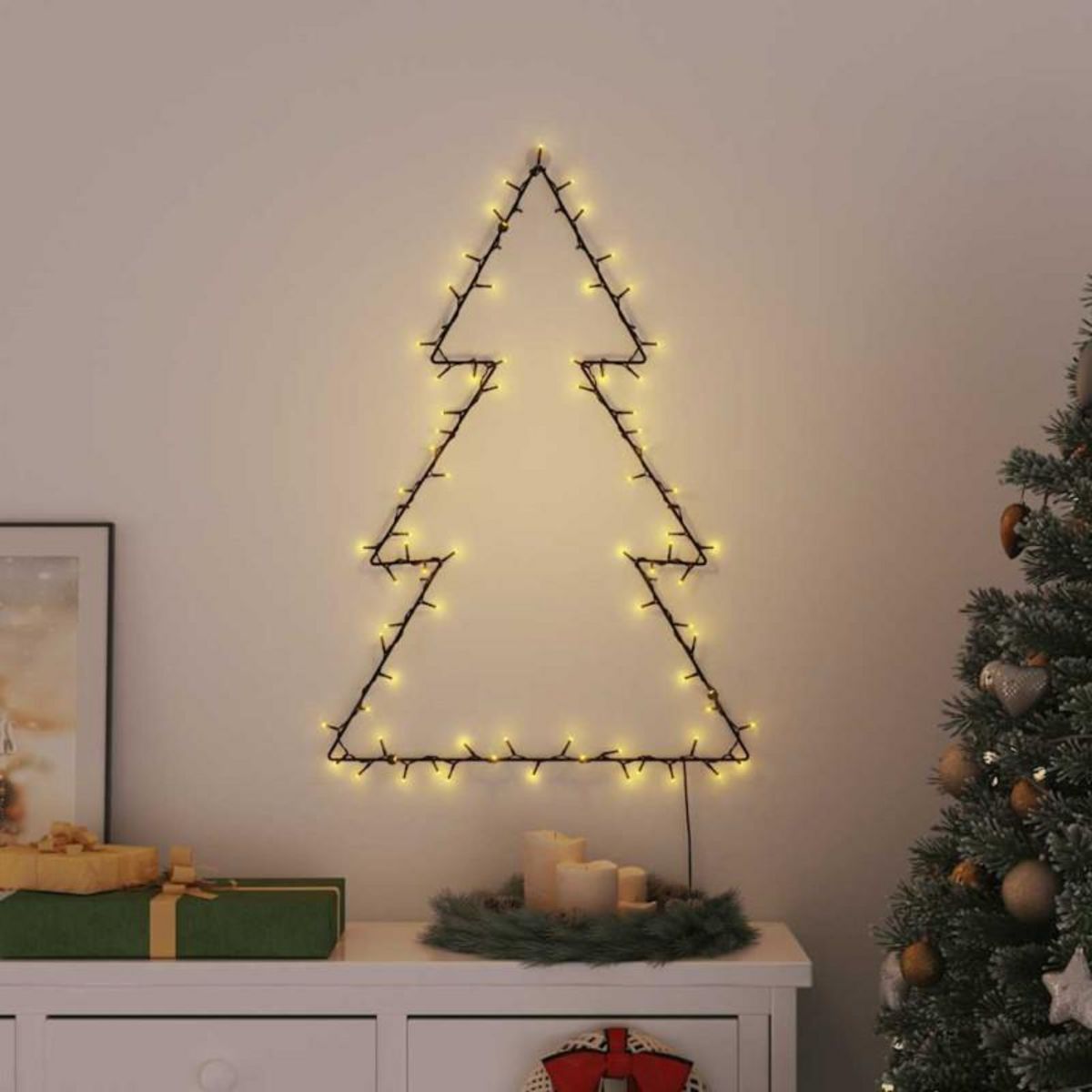 VIDAXL Lumières de Noël silhouette d arbre de Noël 115 LED blanc chaud