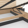 Voir la diapositive 6 : ID MARKET Lit coffre double SANTA avec tête de lit + tables de chevets intégrées et sommier 140 x 190 cm bois et noir