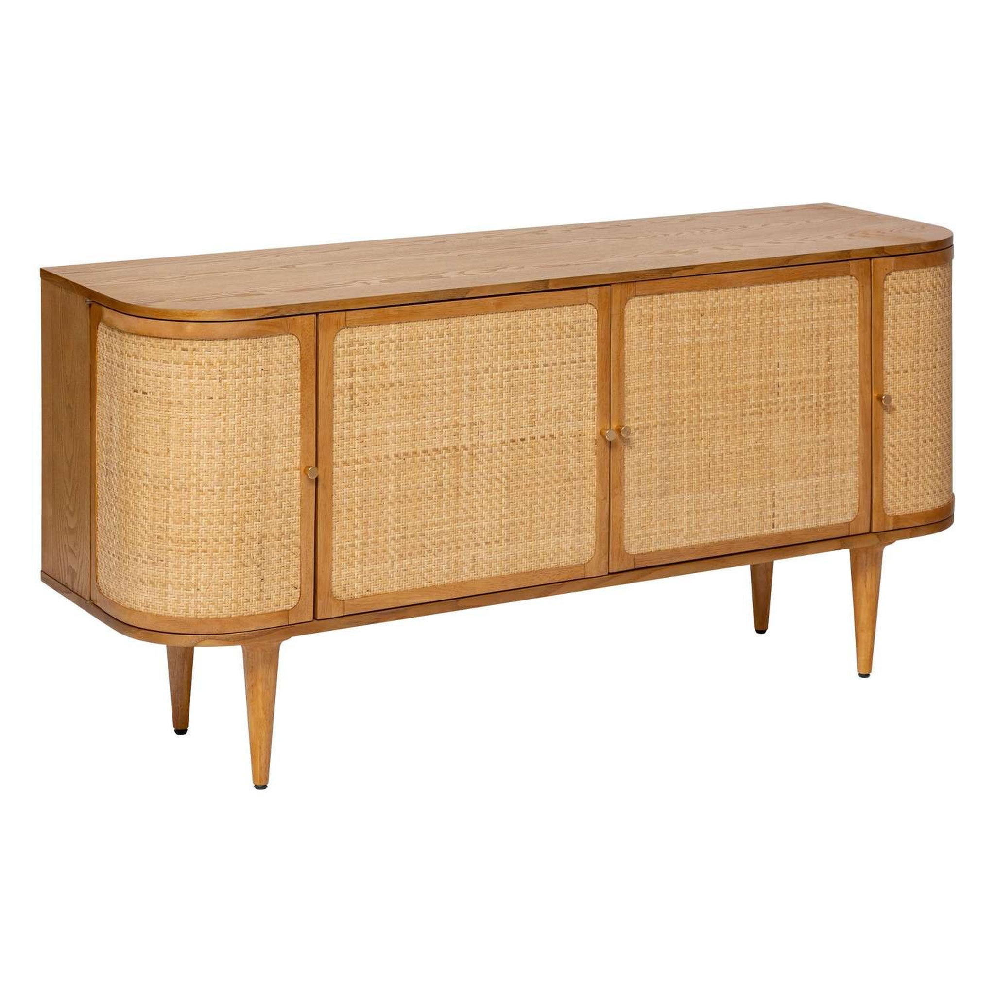 ATMOSPHERA Buffet 4 portes en bois et rotin KISCO - Marron