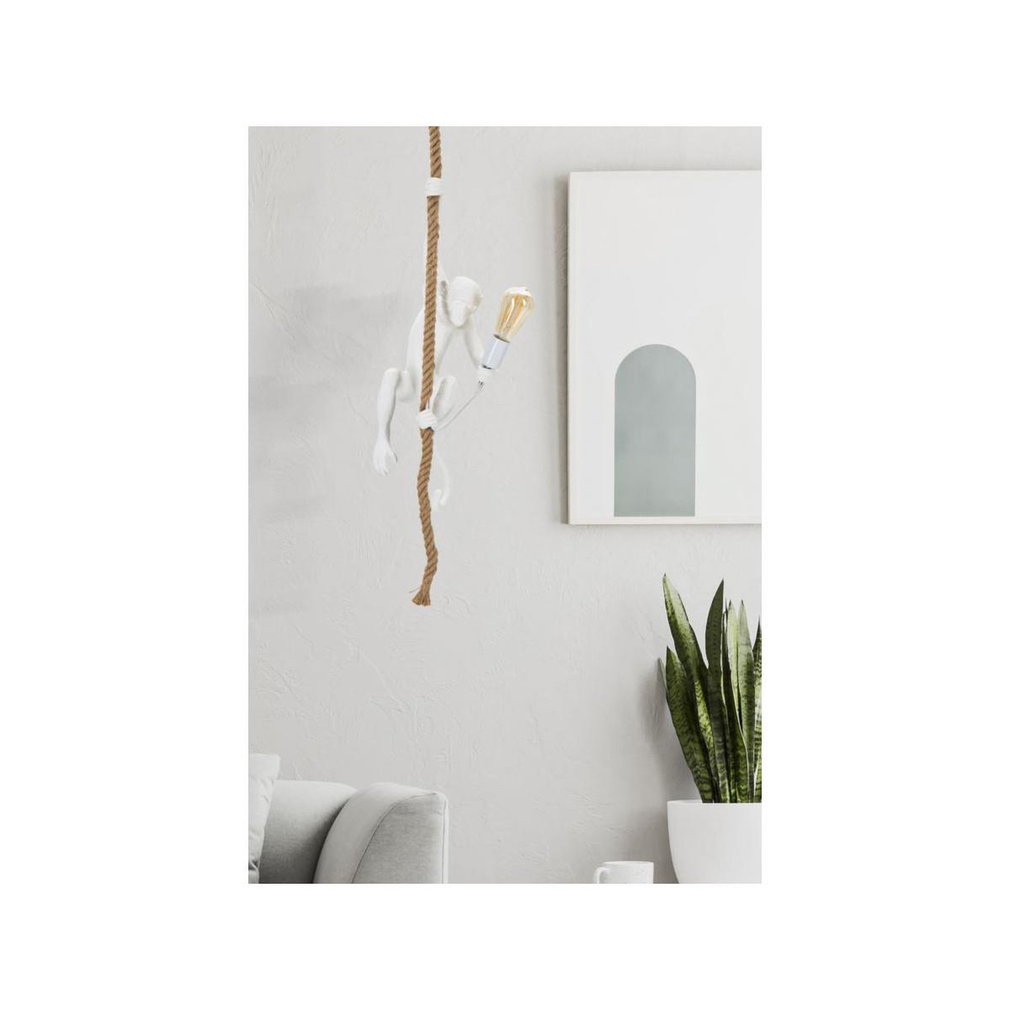 Voir la diapositive 6 : Paris Prix Lampe Suspension en Résine  Singe  60cm Blanc