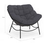 Voir la diapositive 5 : ID MARKET Fauteuil de jardin relax LOA effet rotin gris et coussin gris