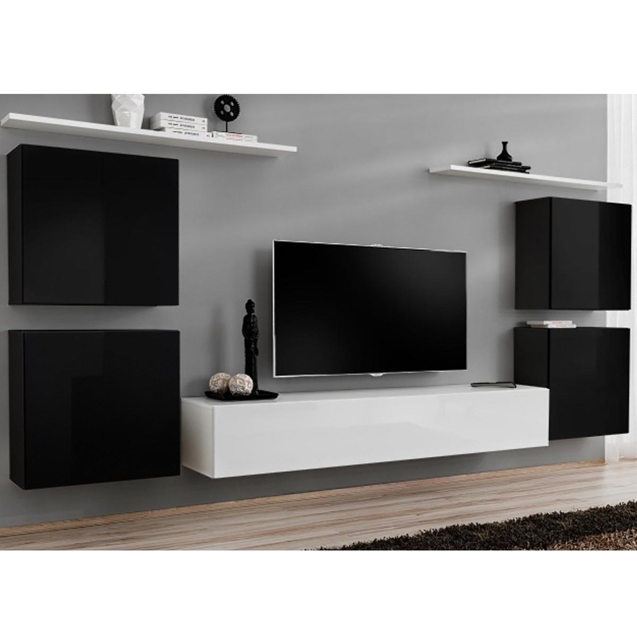 Paris Prix Meuble tv mural design  switch iv  320cm noir & blanc