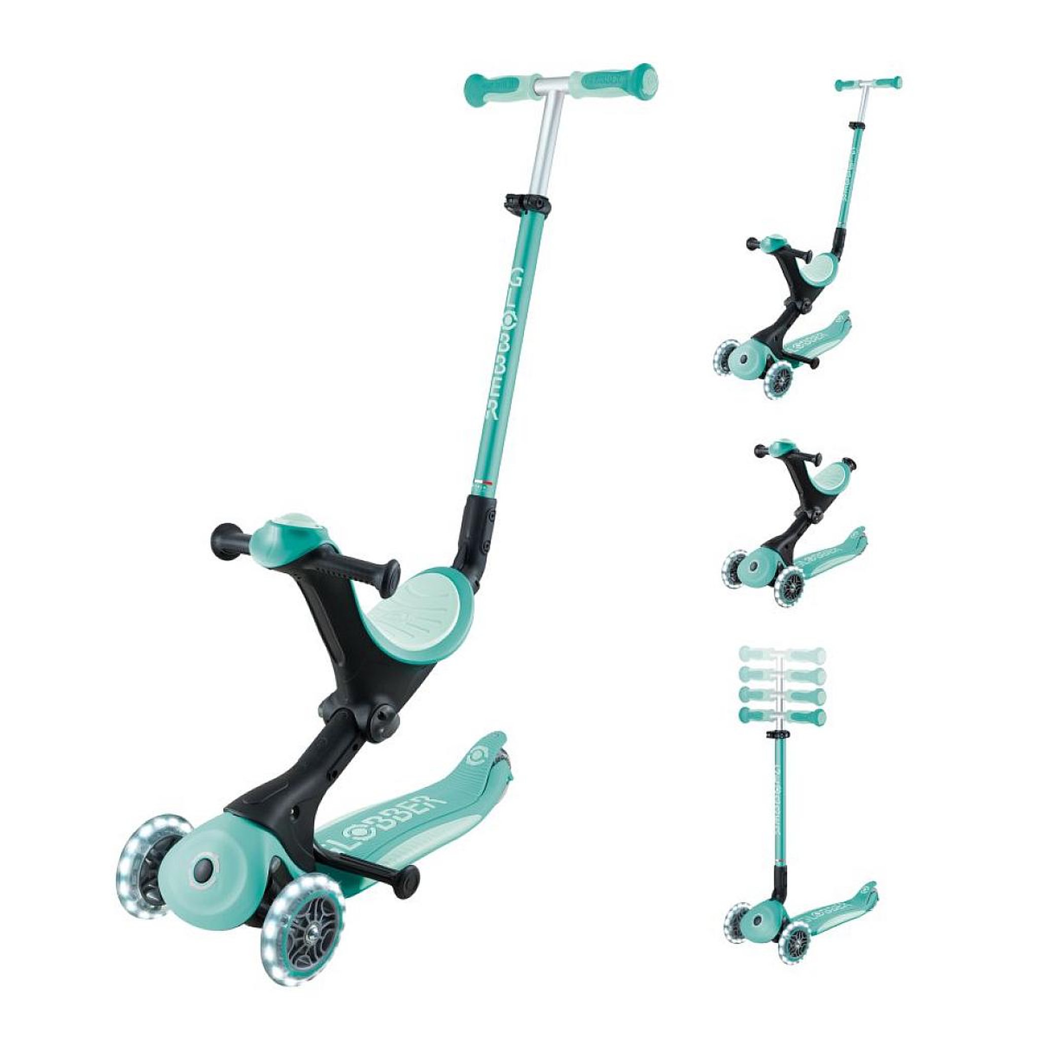 Voir la diapositive 2 : Globber Trottinette évolutive GO•UP DELUXE LIGHTS MINT