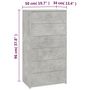 Voir la diapositive 6 : VIDAXL Buffet avec 6 tiroirs Gris beton 50x34x96 cm Bois d'ingenierie
