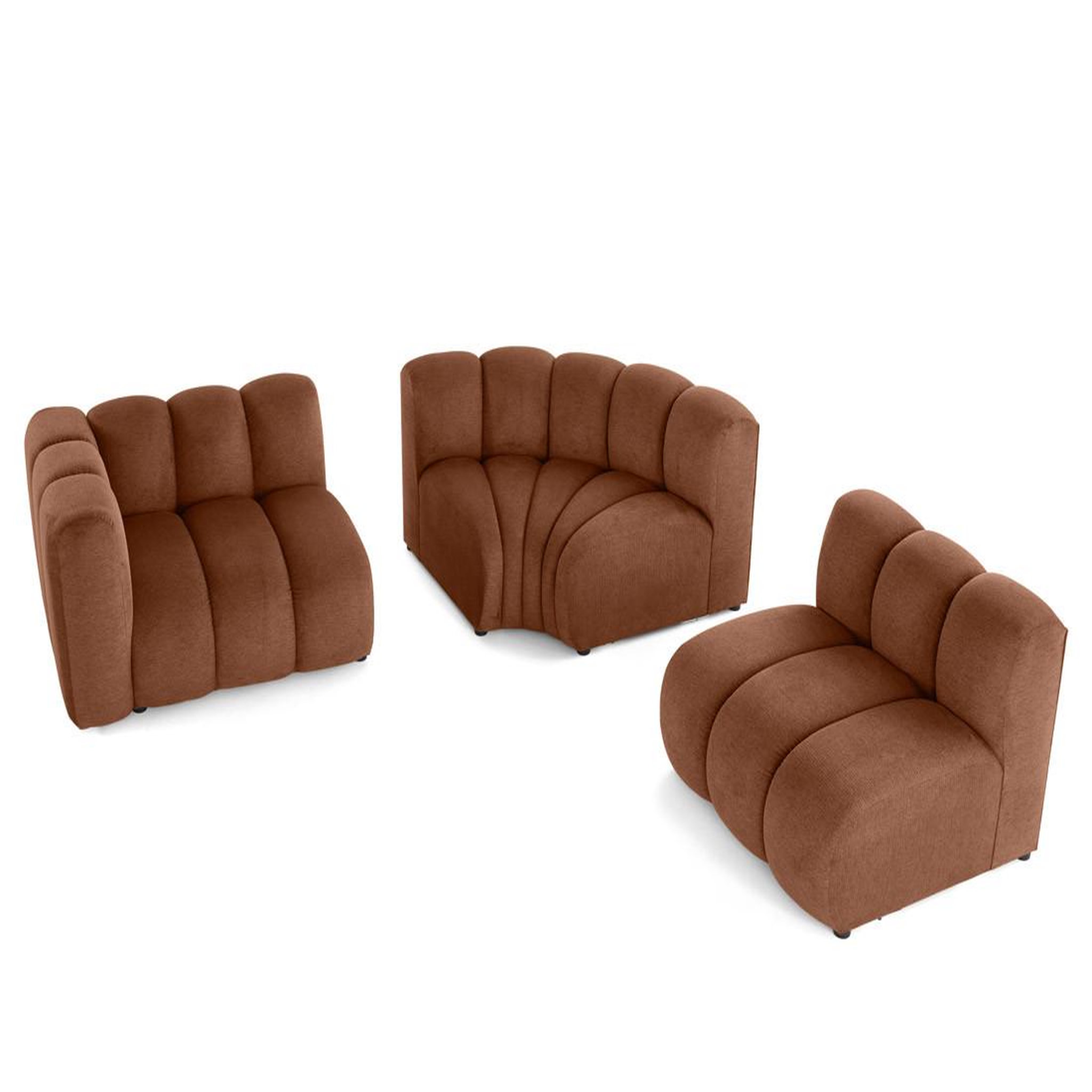 Voir la diapositive 2 : LISA DESIGN Debbie - canapé modulable d'angle droit 4 places avec accoudoir en tissu texturé