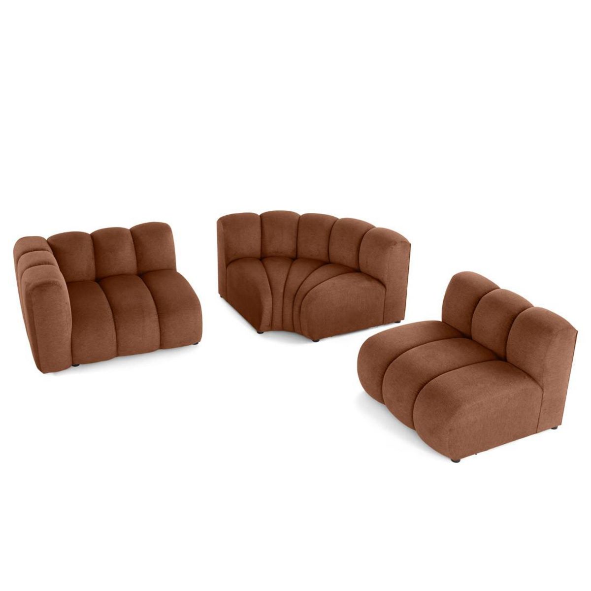 LISA DESIGN Debbie - canapé modulable d'angle droit 4 places avec accoudoir en tissu texturé