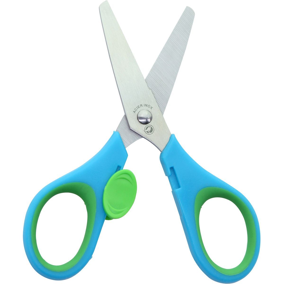 AUCHAN Paire de ciseaux bouts ronds 12 cm sécurité droitier bleu