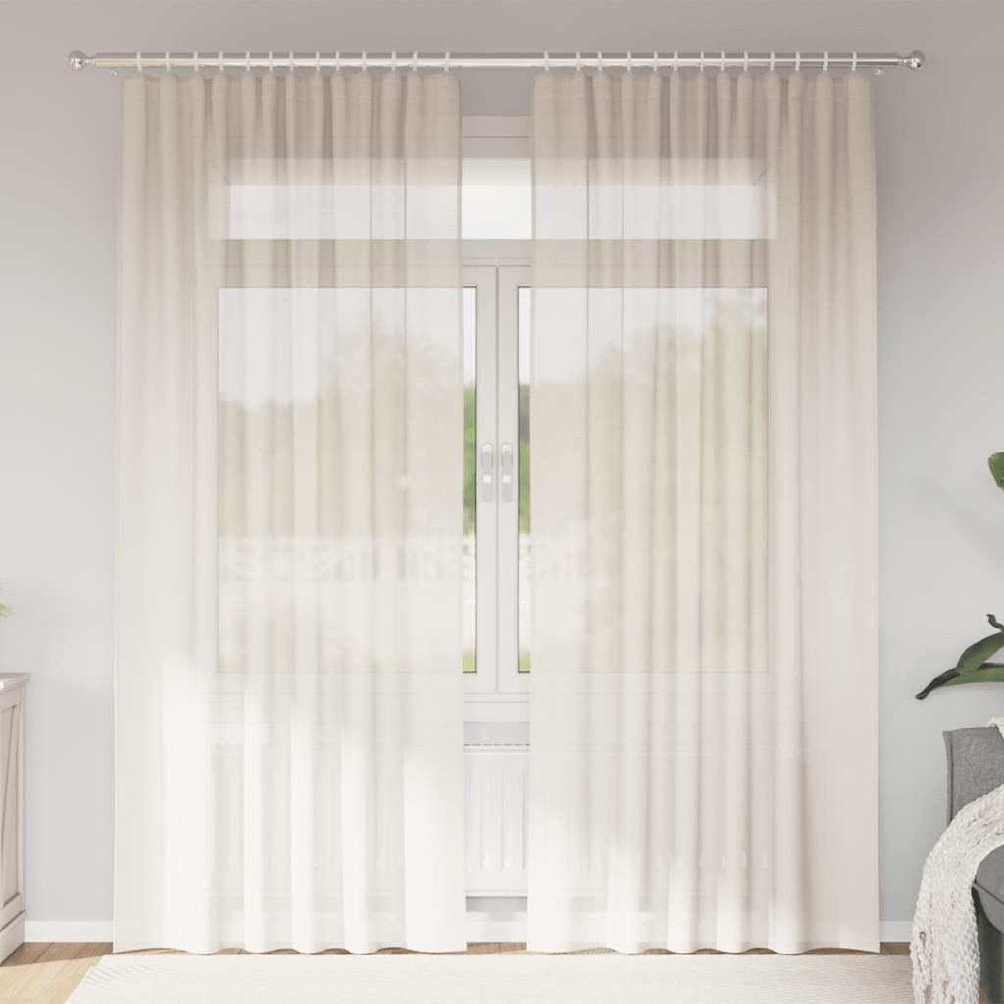 VIDAXL Rideaux en voile avec passants 2 pcs creme