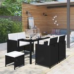 VIDAXL Salon de jardin 6 pcs avec coussins Resine tressee Noir
