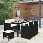 Voir la diapositive 1 : VIDAXL Salon de jardin 6 pcs avec coussins Resine tressee Noir