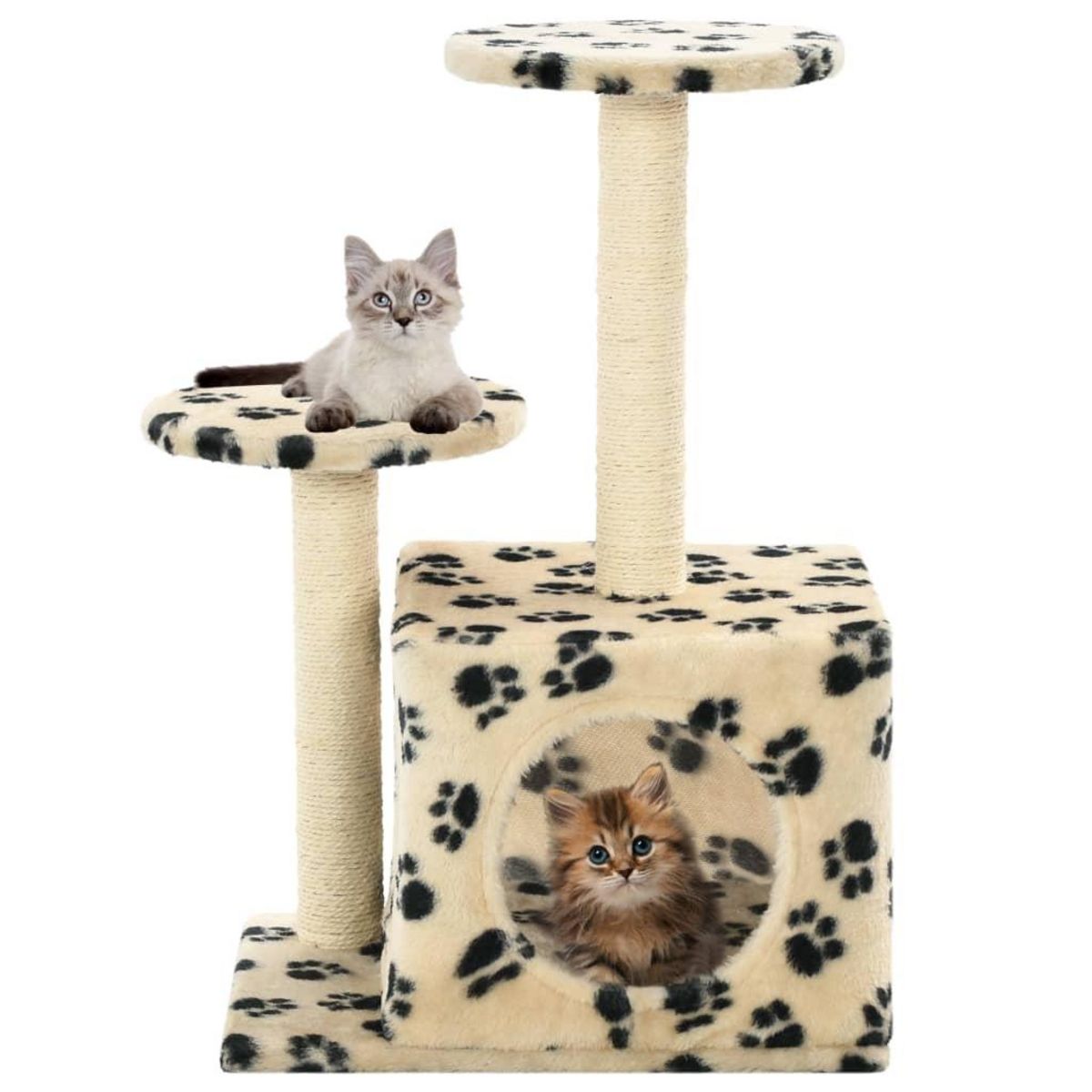 VIDAXL Arbre a chat avec griffoir en sisal 60 cm Beige Motif de pattes