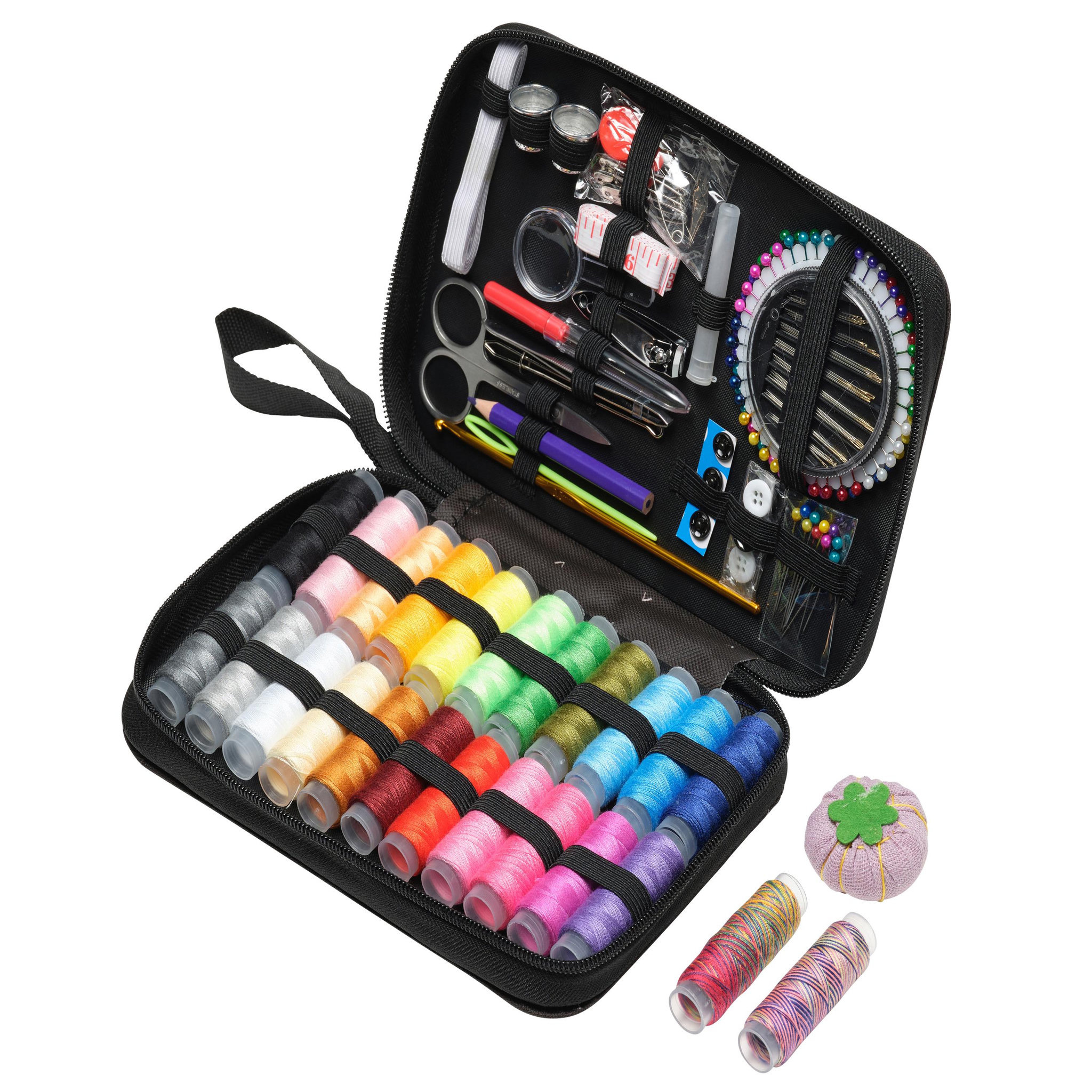 VIOLA Kit de couture ZIGZAG, Accessoires pour Coudre 178 Pièces, Set de Couture pour Débutants, 24 Bobines de Fil, Boîte à Couture Complete, Coffret, Aiguilles, Boutons, Réparation de Vêtements