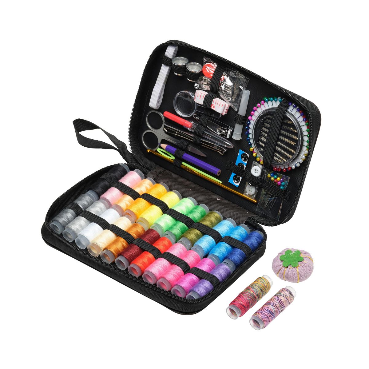 VIOLA Kit de couture ZIGZAG, Accessoires pour Coudre 178 Pièces, Set de Couture pour Débutants, 24 Bobines de Fil, Boîte à Couture Complete, Coffret, Aiguilles, Boutons, Réparation de Vêtements