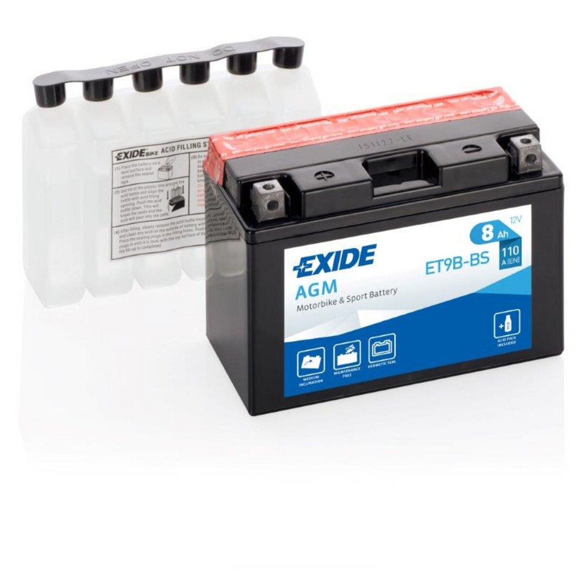 EXIDE Batterie moto Exide ETX9-BS YTX9-BS 12v 8ah 120A pas cher 