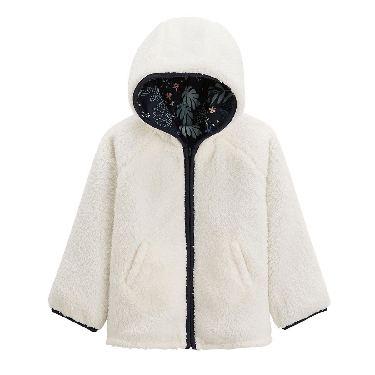 Petit Béguin Veste à capuche enfant en sherpa réversible Belle de Nuit