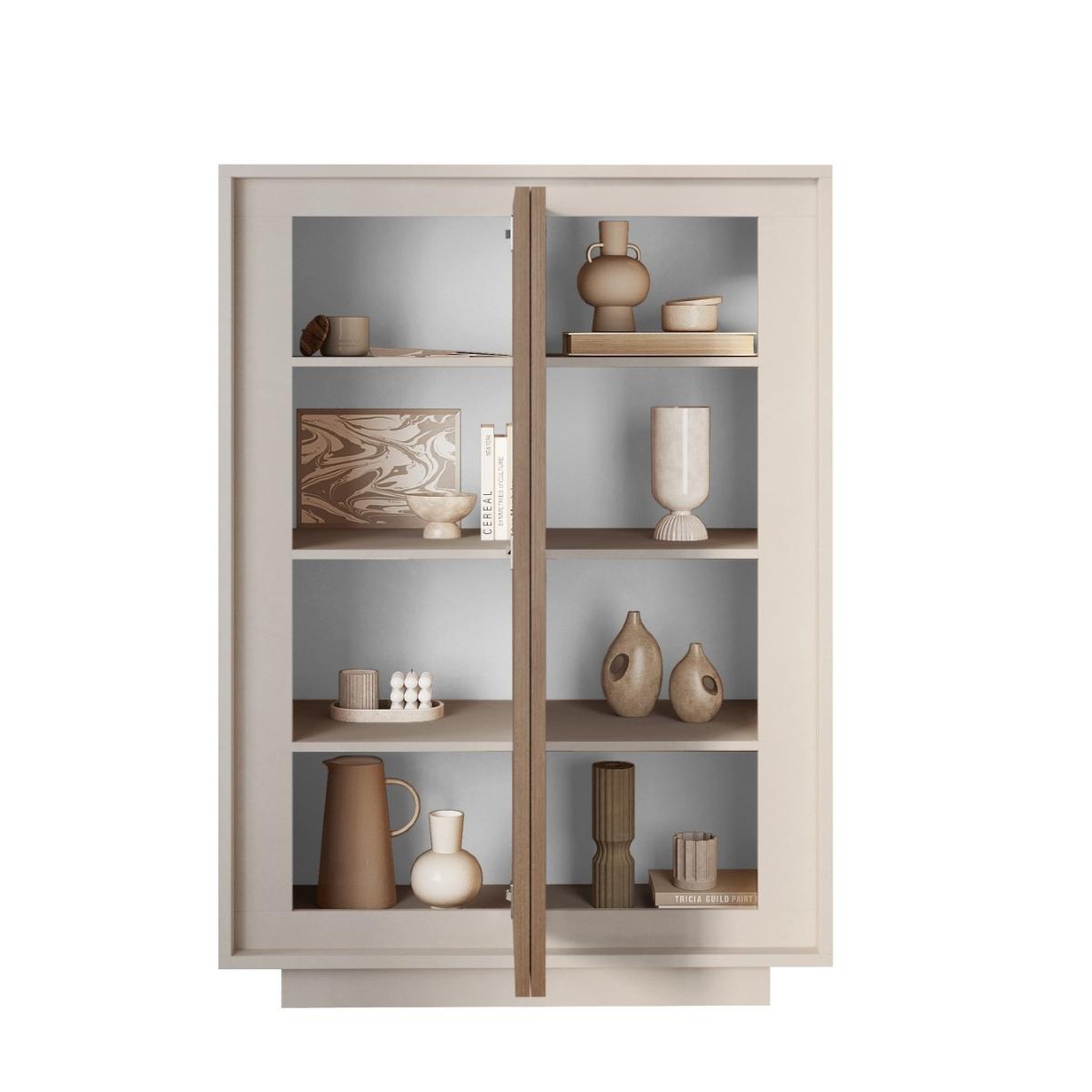 Voir la diapositive 3 : JLC KREATION Argentier-bar contemporain 2 portes beige et noyer yori