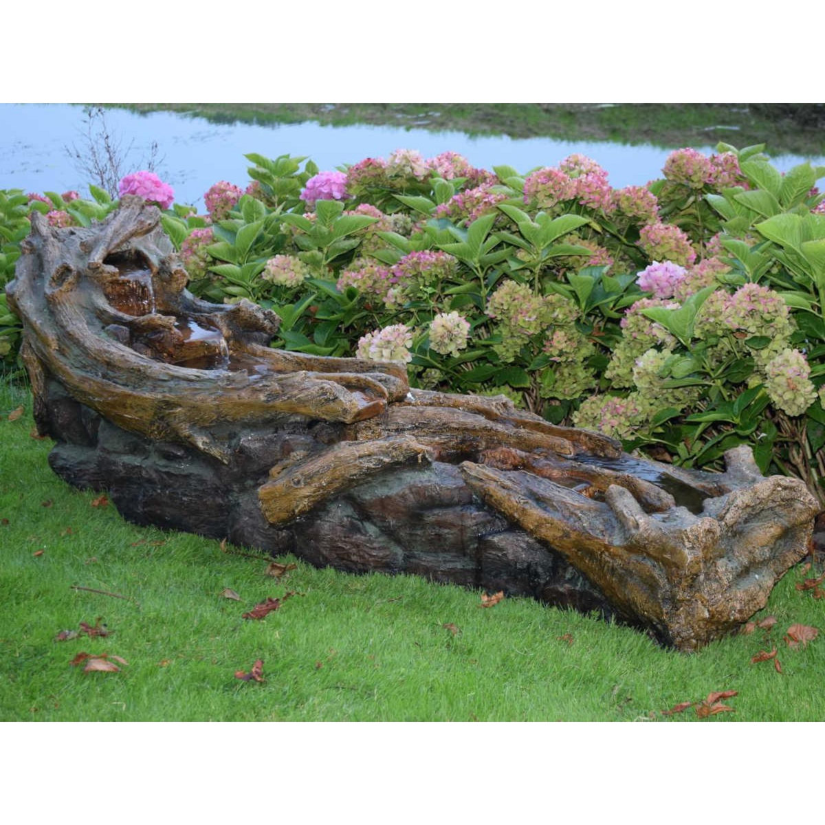 Ubbink Fontaine de jardin allongée Avisio souche d'arbre avec chute d'eau et éclairage LED - Ubbink