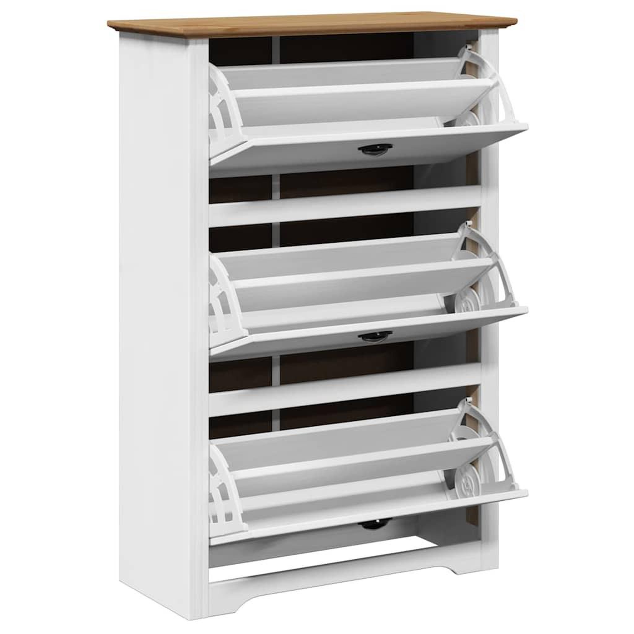 Voir la diapositive 5 : VIDAXL Etagere a chaussures BODO blanc et marron 80x35x118 cm