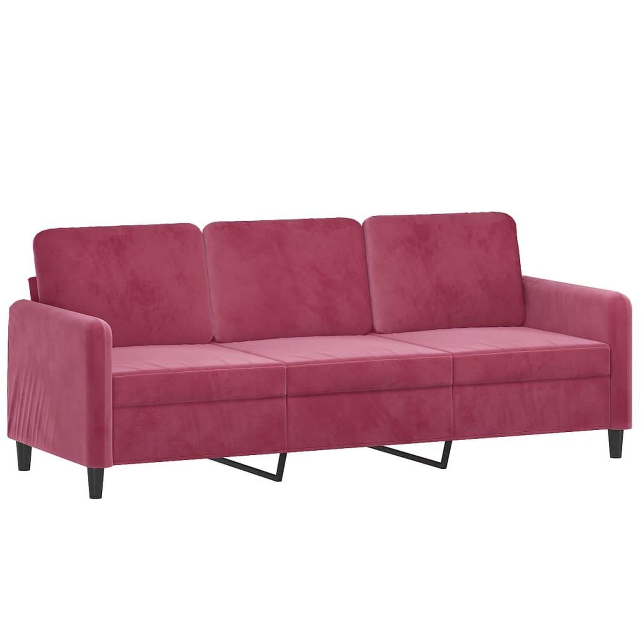 Voir la diapositive 2 : VIDAXL Canape a 3 places Rouge bordeaux 180 cm Velours