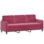 Voir la diapositive 2 : VIDAXL Canape a 3 places Rouge bordeaux 180 cm Velours