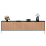 MERAX Meuble tv noir+naturel 179 cm panneau de particules