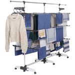 ID MARKET Séchoir à linge vertical pliable 3 niveaux SUPRA capacité 50M avec tringle télescopique blanc et gris
