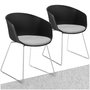 Voir la diapositive 1 : tectake Chaises avec accoudoirs en plastique assise en plastique rembourrée noir/gris chrome Lot de 2