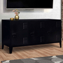 Voir la diapositive 2 : ID MARKET Buffet bas 113 cm ESTER 3 portes métal noir design industriel