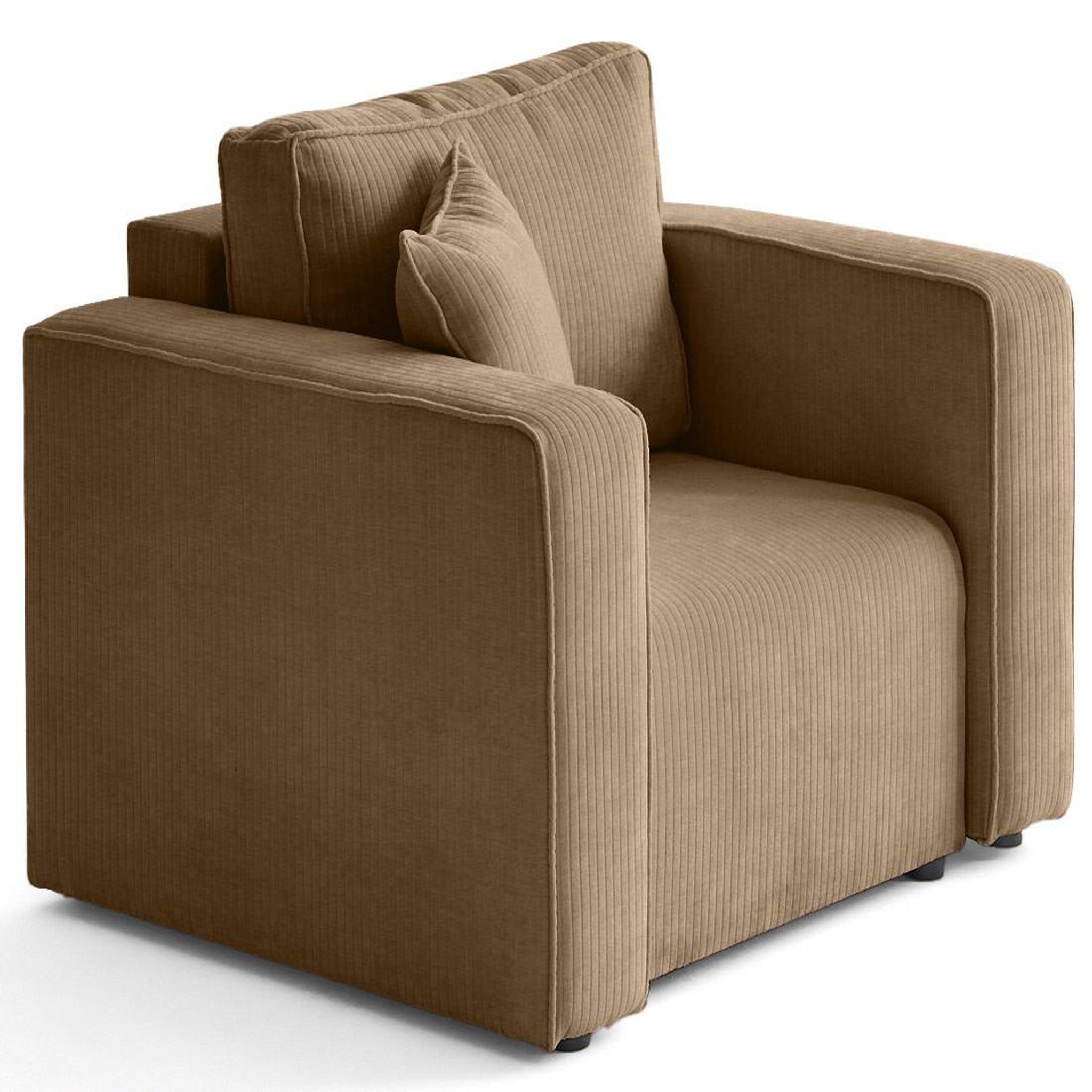 Voir la diapositive 1 : BEST MOBILIER Topaze - fauteuil en velours côtelé plat