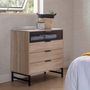 Voir la diapositive 2 : VS VENTA-STOCK Commode de nuit Hera 3 tiroirs 1 porte coloris bois